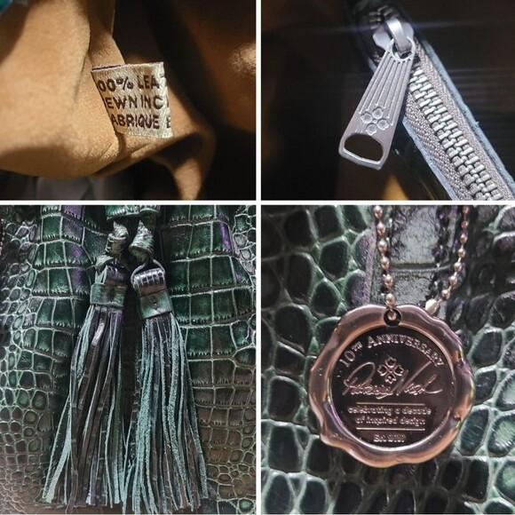 NWT|Patricia Nash|10th Anniversary Whitney Croc Embossed Green Leather Tote - Picture 8 of 11